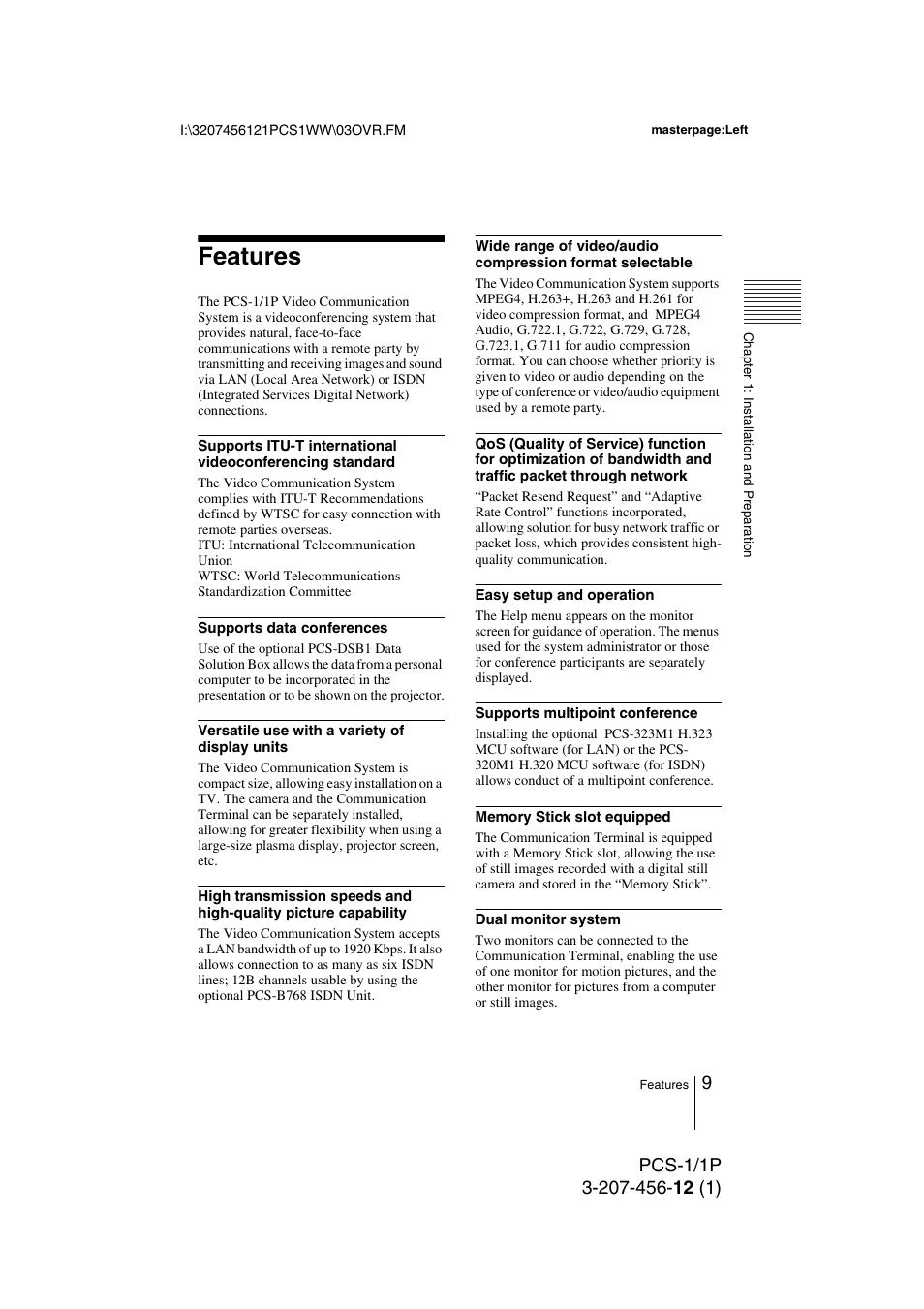 Features | Toshiba PCS-1 User Manual | Page 9 / 189