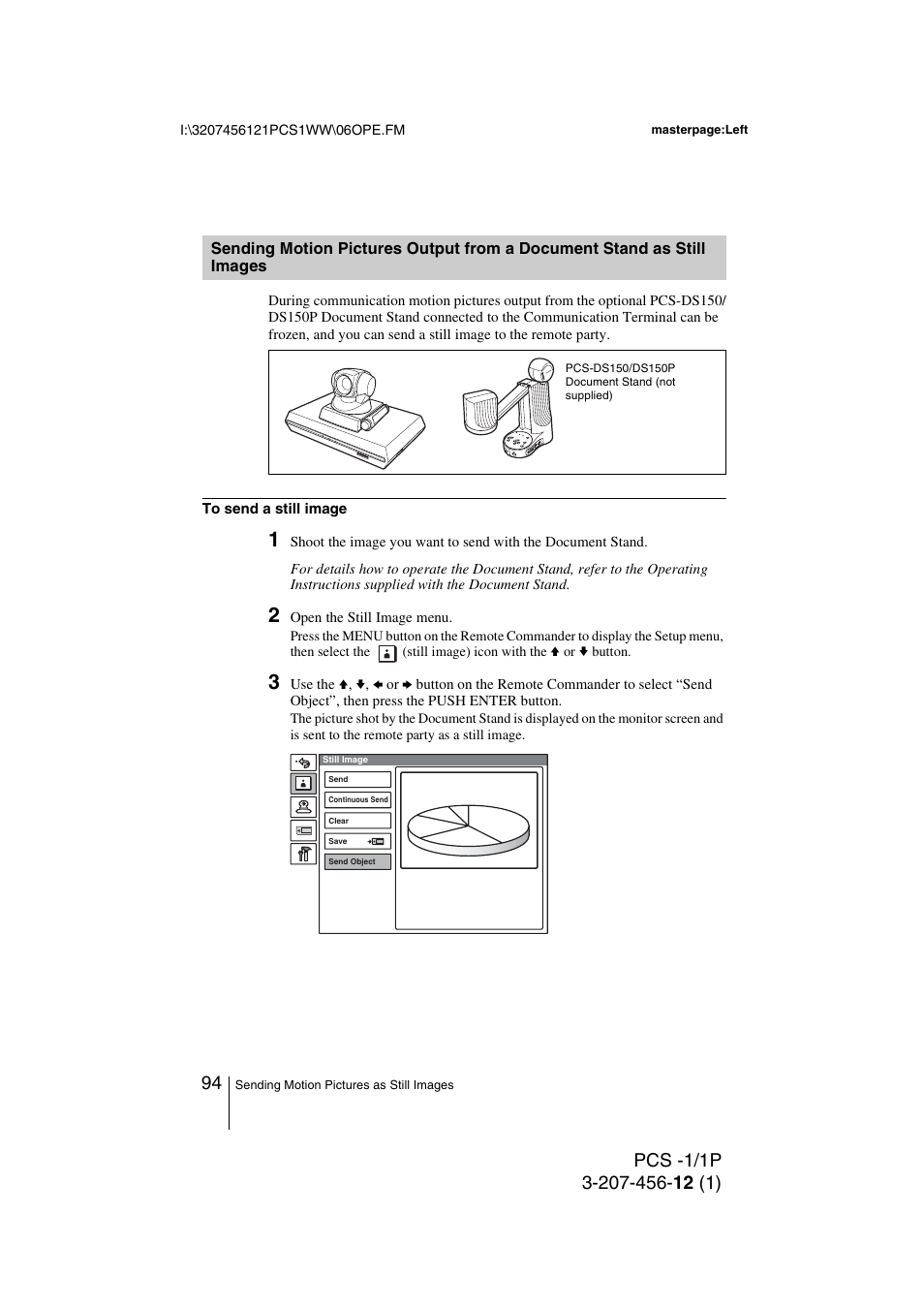 Sending motion pictures output, From a document stand as still images | Toshiba PCS-1 User Manual | Page 94 / 189