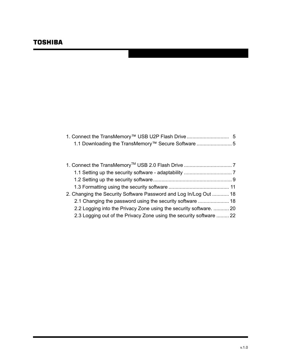 Toshiba TRANSMEMORY U2P User Manual | Page 2 / 23