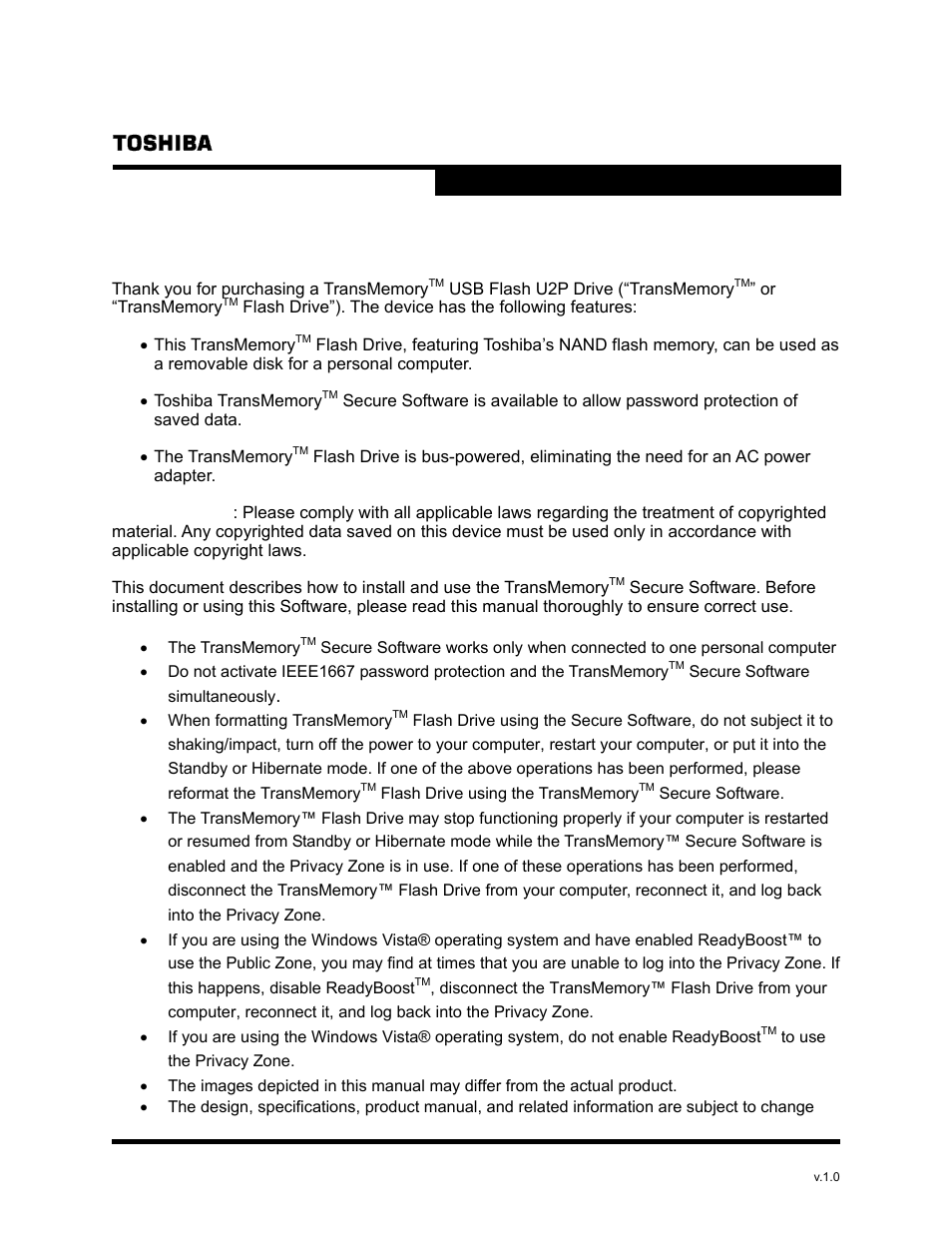 Toshiba TRANSMEMORY U2P User Manual | Page 3 / 23