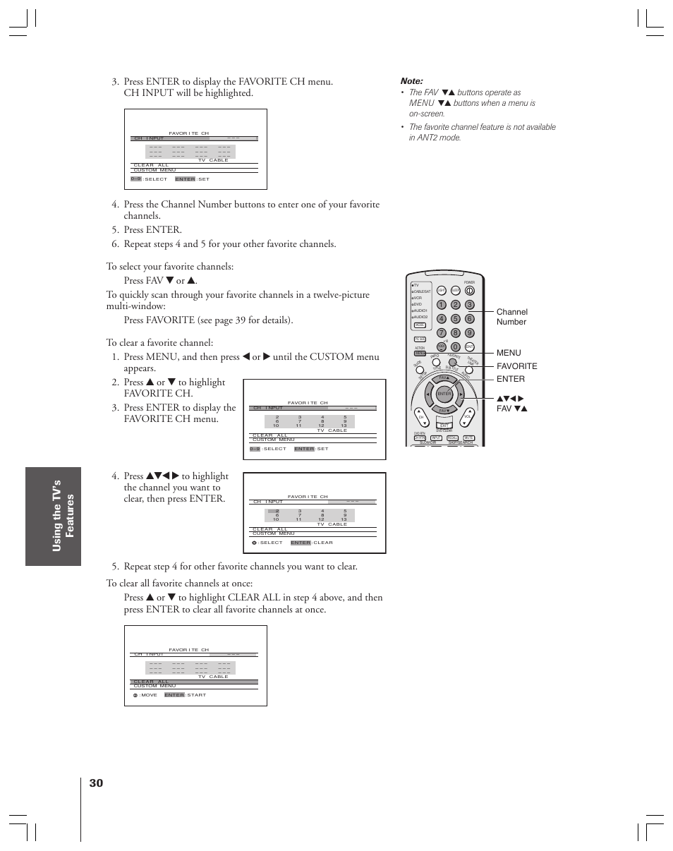 Buttons operate as menu | Toshiba 52HMX84 User Manual | Page 30 / 72