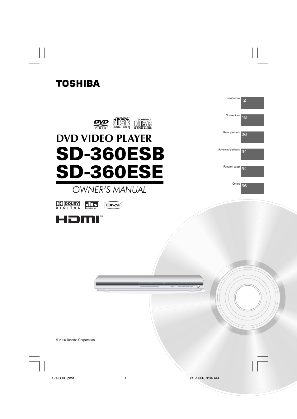 Toshiba SD-360ESE User Manual | 68 pages