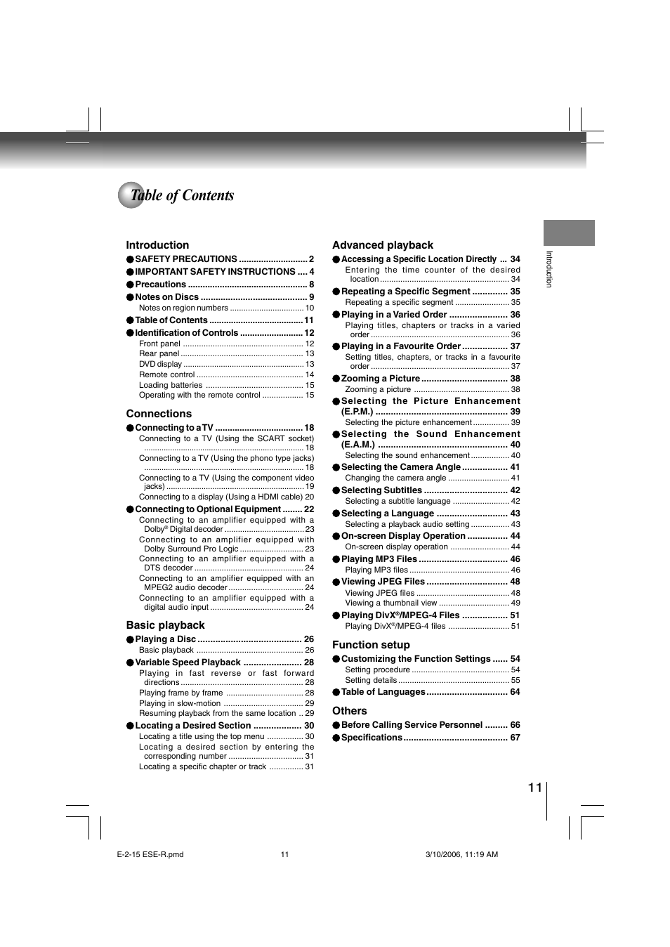 Toshiba SD-360ESE User Manual | Page 11 / 68