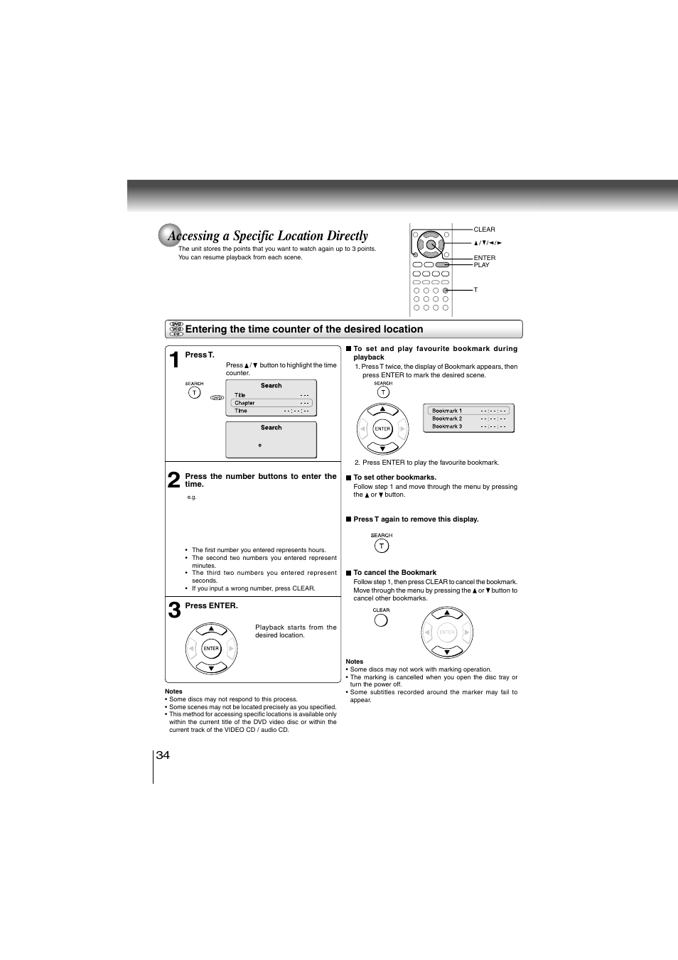 Accessing a specific location directly | Toshiba SD-360ESE User Manual | Page 34 / 68