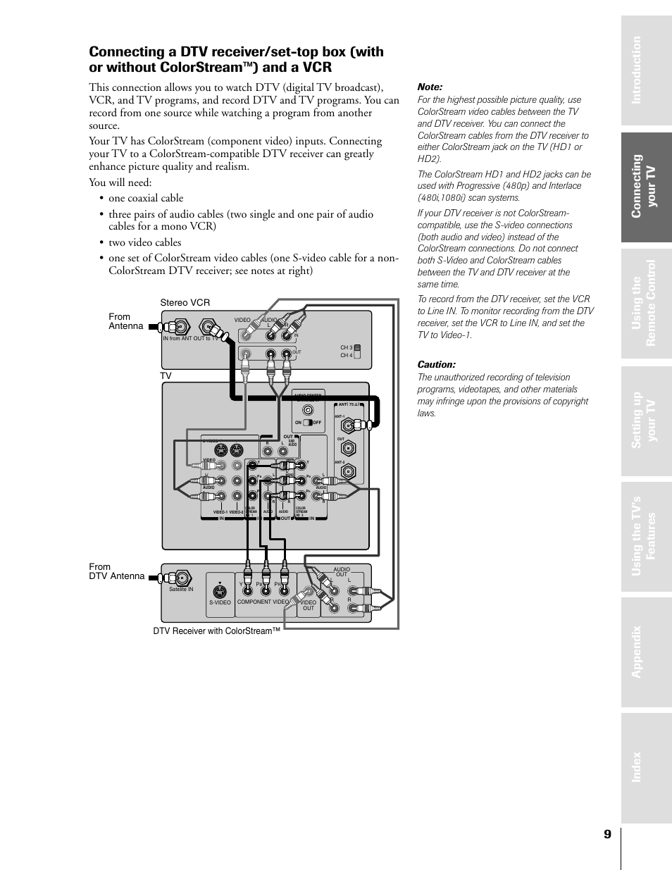 Dtv receiver/set-top box and a vcr | Toshiba 57H81 User Manual | Page 9 / 54