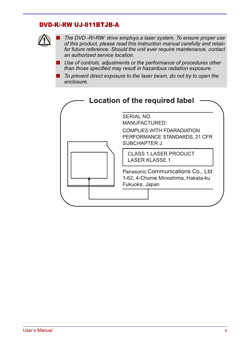 Dvd-r/-rw uj-811btjb-a | Toshiba A50 User Manual | Page 10 / 211