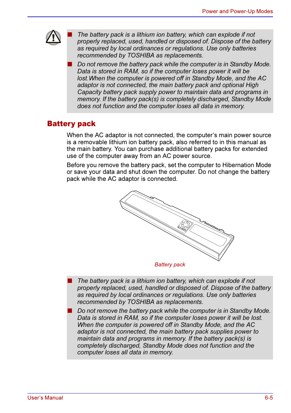 Battery pack -5, Battery pack | Toshiba A50 User Manual | Page 113 / 211