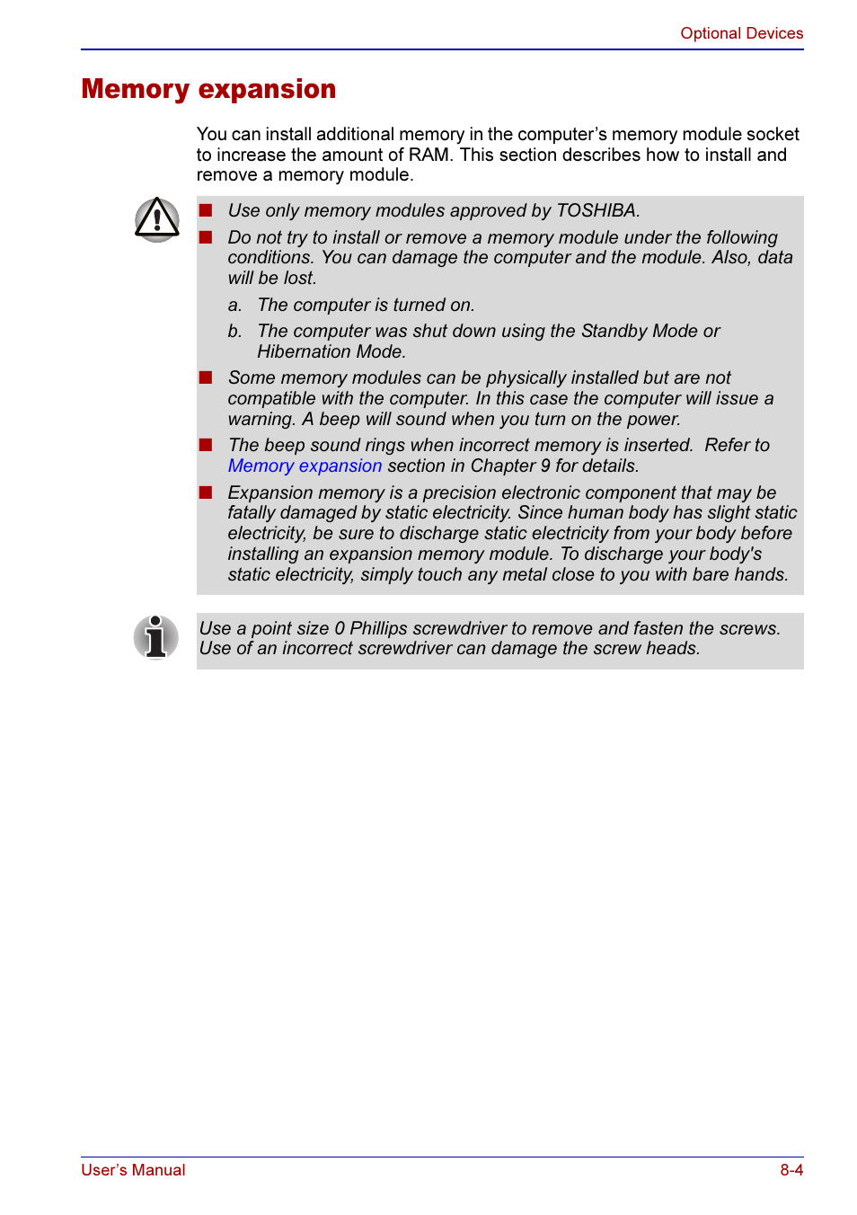 Memory expansion -4, Memory expansion | Toshiba A50 User Manual | Page 136 / 211