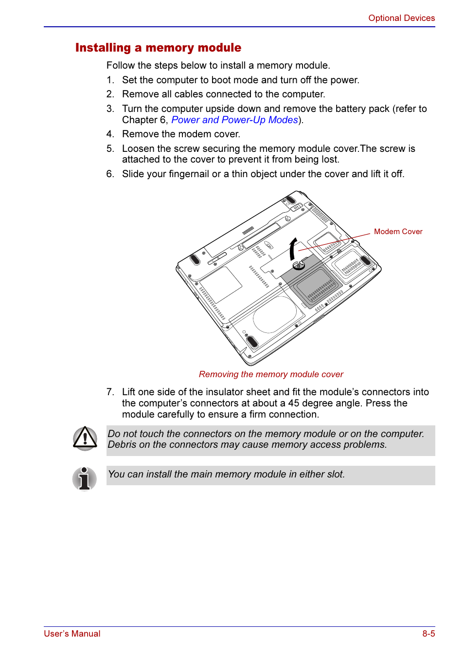 Installing a memory module -5 | Toshiba A50 User Manual | Page 137 / 211