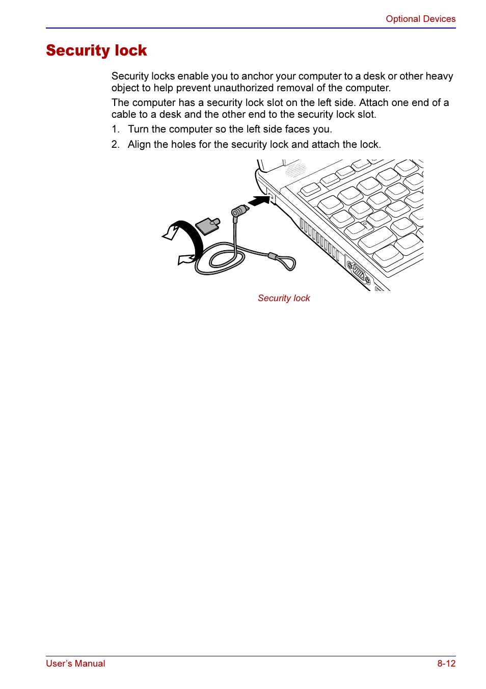 Security lock -12, Security lock | Toshiba A50 User Manual | Page 144 / 211