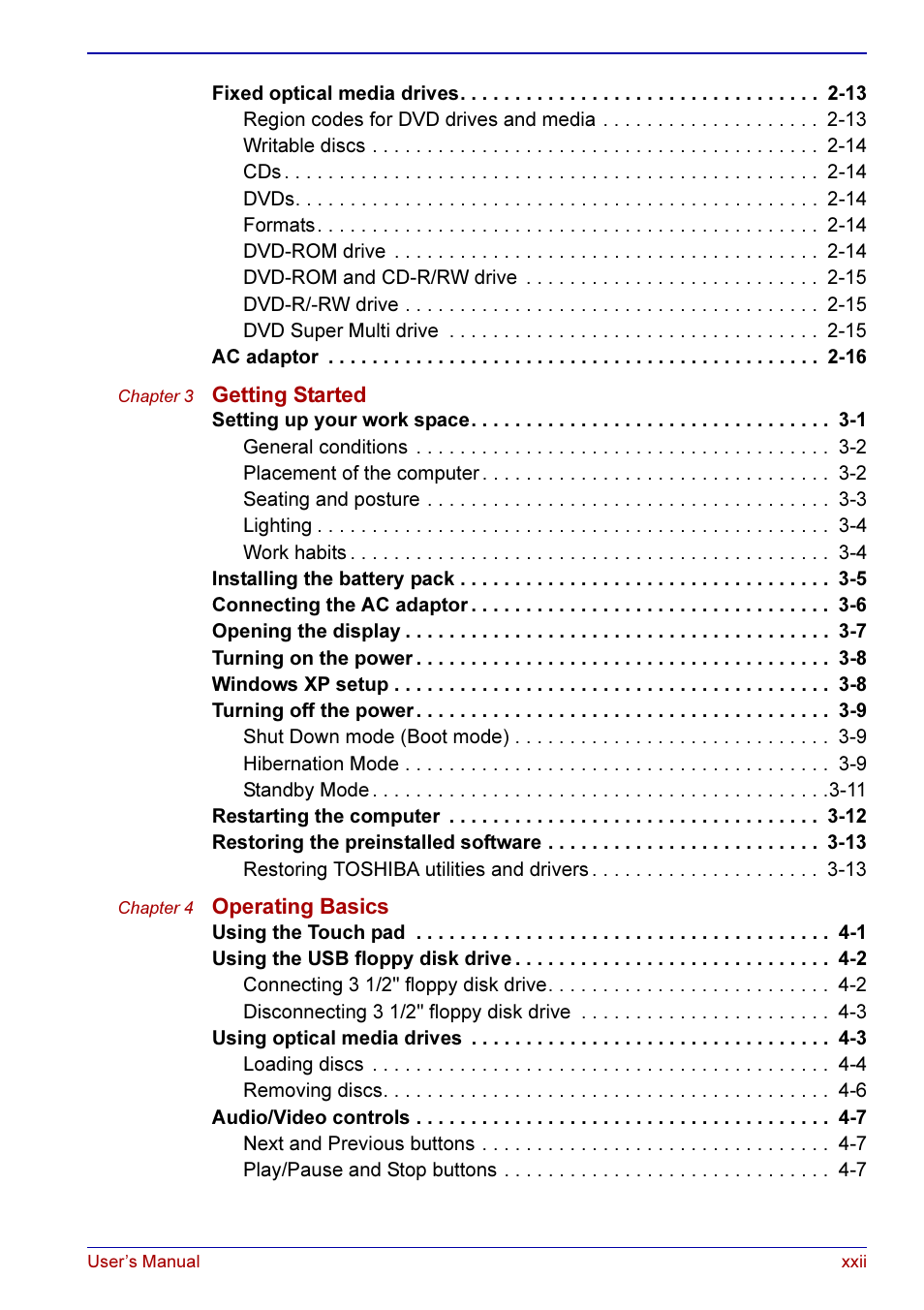 Toshiba A50 User Manual | Page 22 / 211