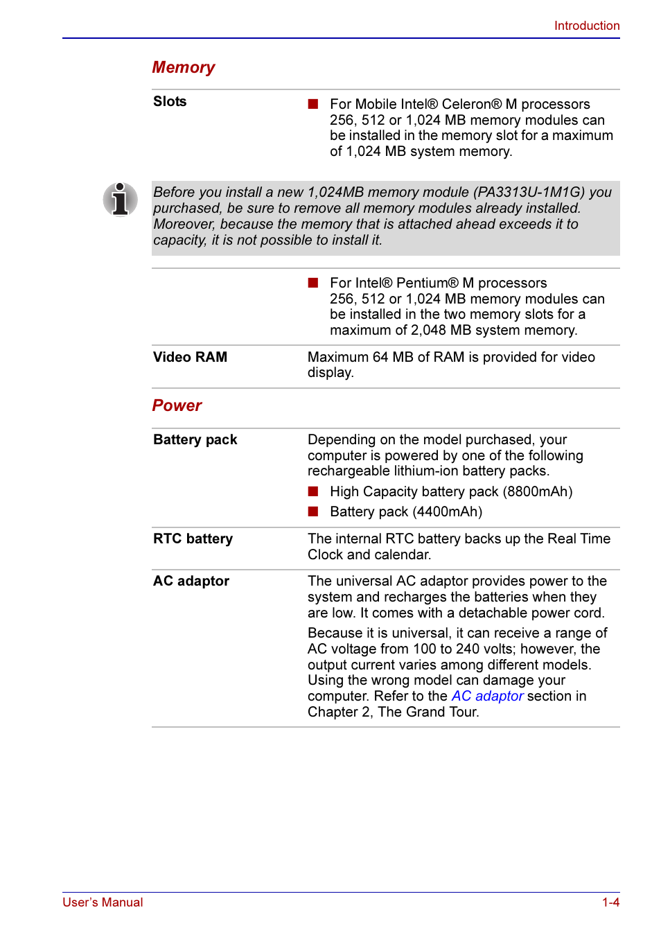 Toshiba A50 User Manual | Page 33 / 211