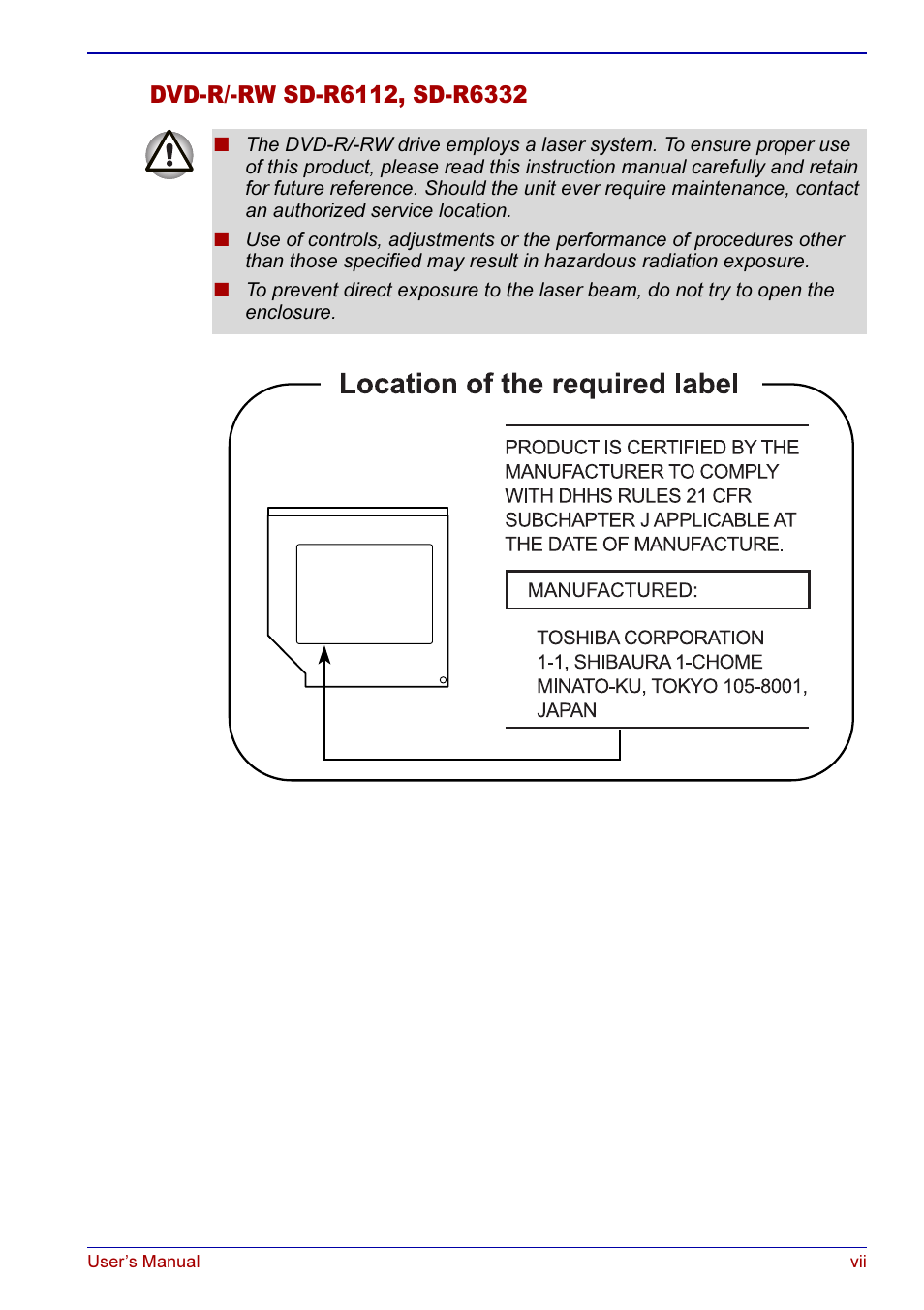 Toshiba A50 User Manual | Page 7 / 211