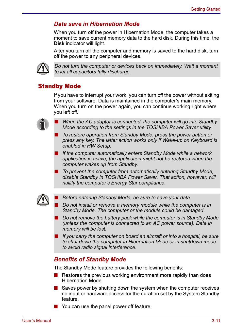 Standby mode -11, Standby mode | Toshiba A50 User Manual | Page 71 / 211