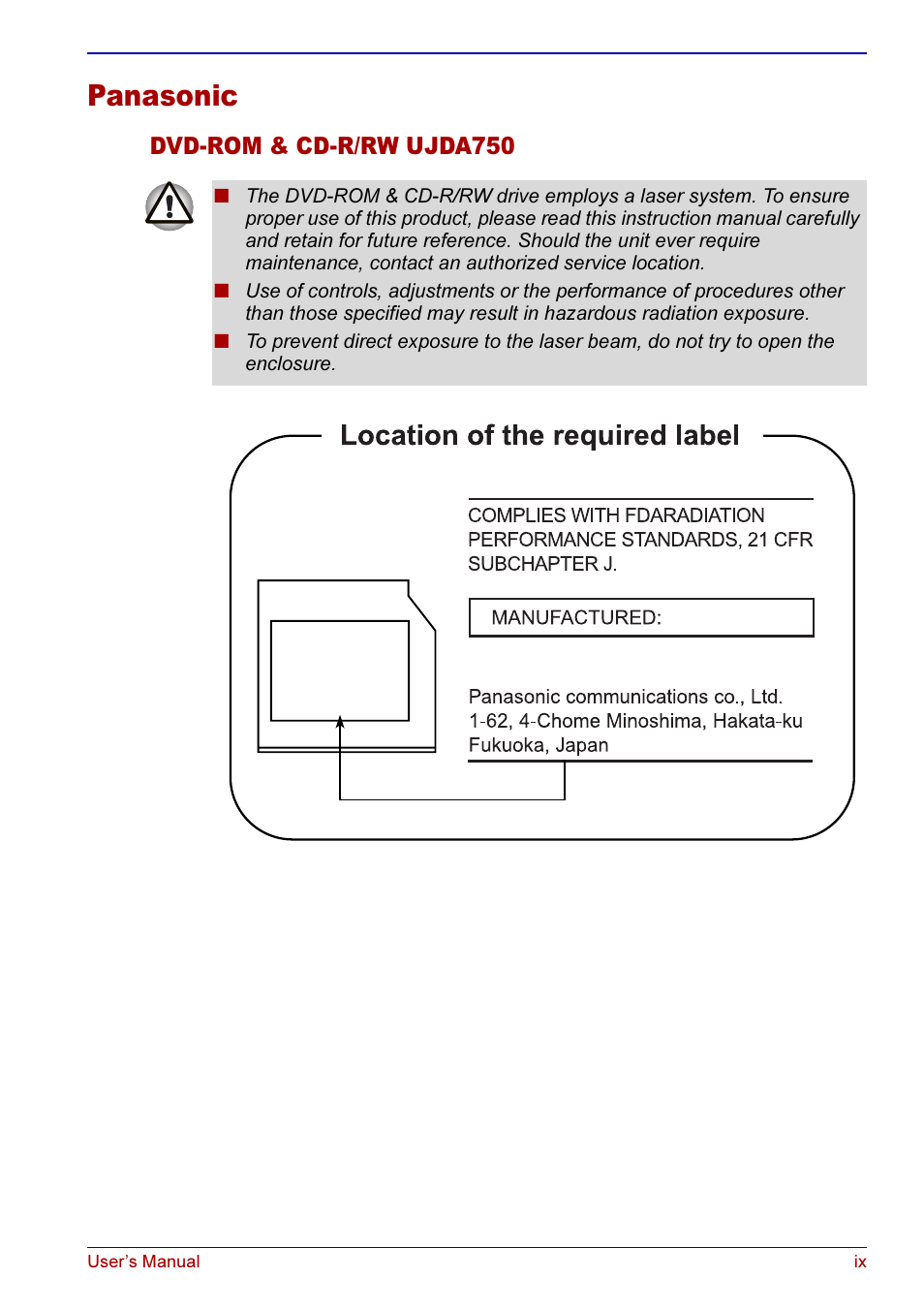 Panasonic | Toshiba A50 User Manual | Page 9 / 211