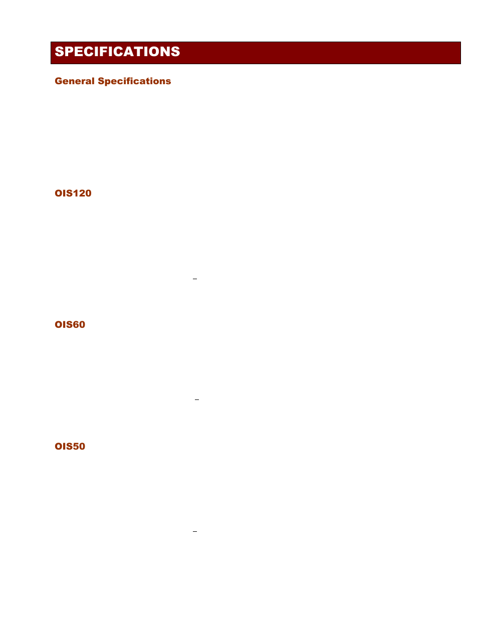 Specifications | Toshiba Network Device OIS120 User Manual | Page 11 / 16