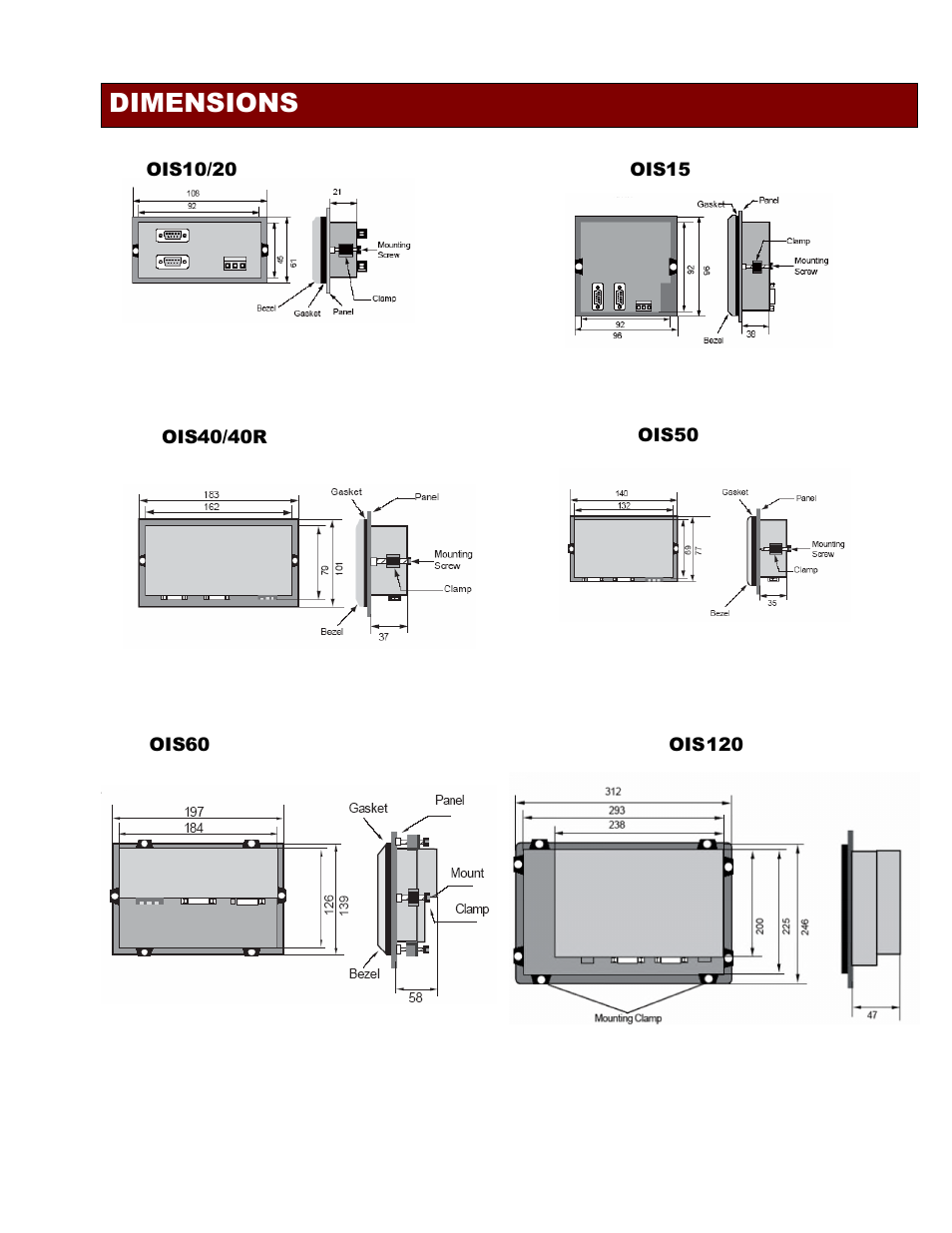 Dimensions | Toshiba Network Device OIS120 User Manual | Page 13 / 16