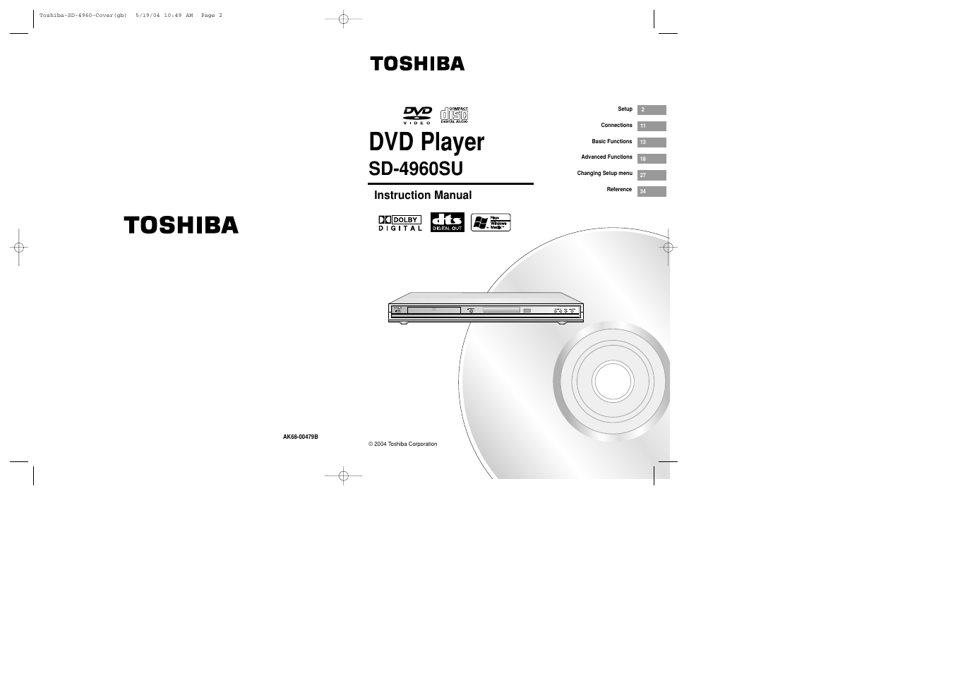 Toshiba SD-4960SU User Manual | 20 pages