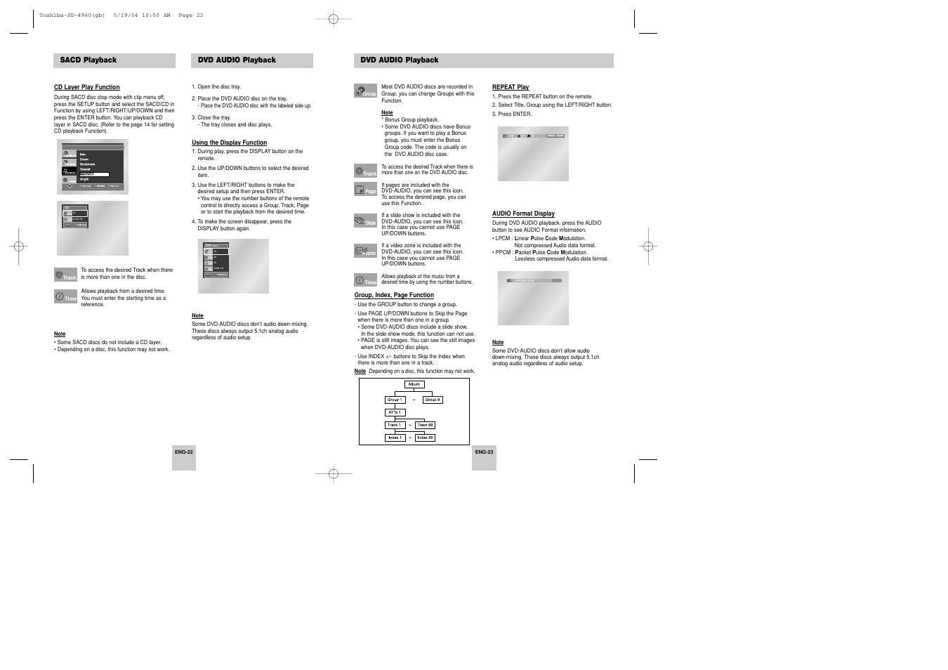 Repeat enter t g, Audio | Toshiba SD-4960SU User Manual | Page 12 / 20