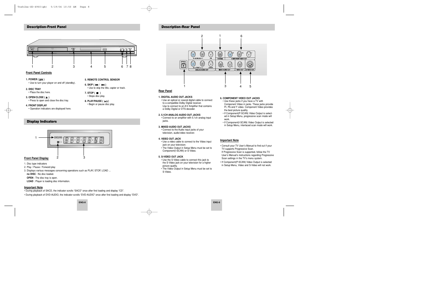 Toshiba SD-4960SU User Manual | Page 5 / 20