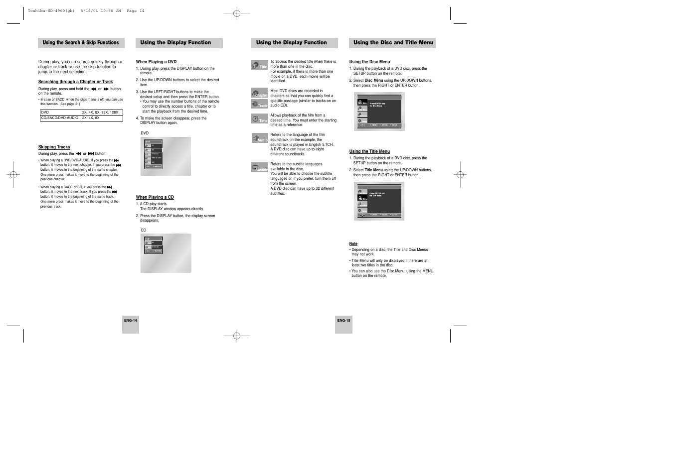 Toshiba SD-4960SU User Manual | Page 8 / 20