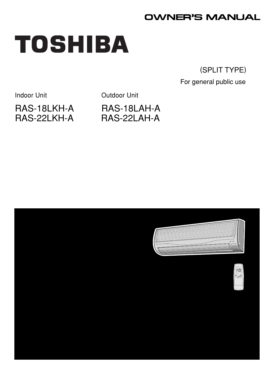 Toshiba RAS-18LAH-A User Manual | 30 pages