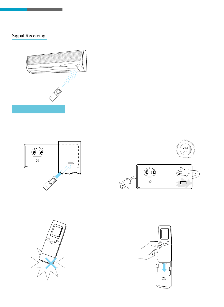 Before operation, Signal receiving caution | Toshiba RAS-18LAH-A User Manual | Page 14 / 30
