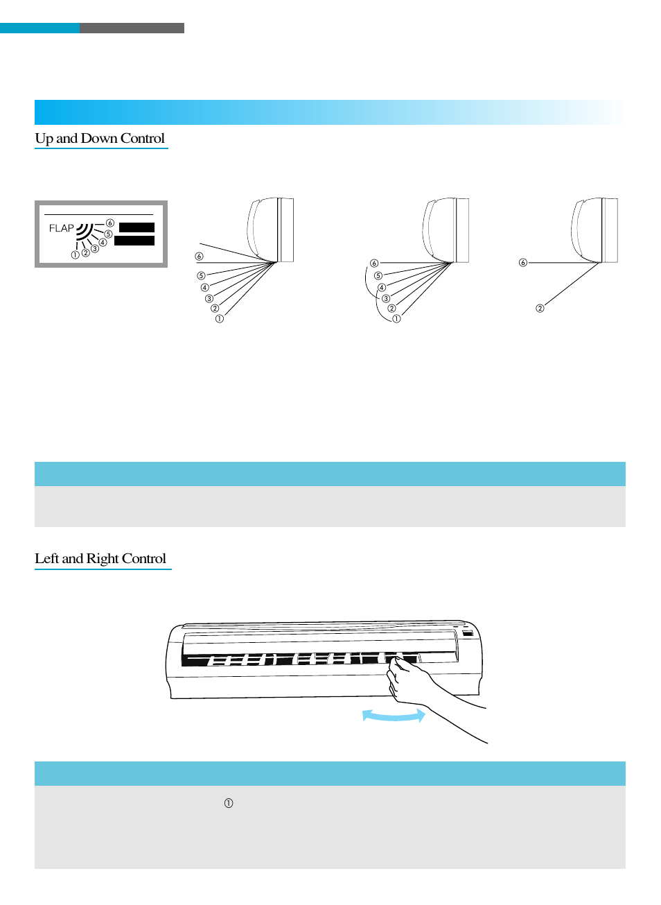 Unit operation, Discharge air louver control, Left and right control | Up and down control | Toshiba RAS-18LAH-A User Manual | Page 22 / 30