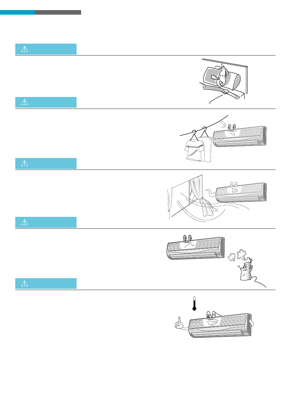 Precautions, Warning | Toshiba RAS-18LAH-A User Manual | Page 6 / 30