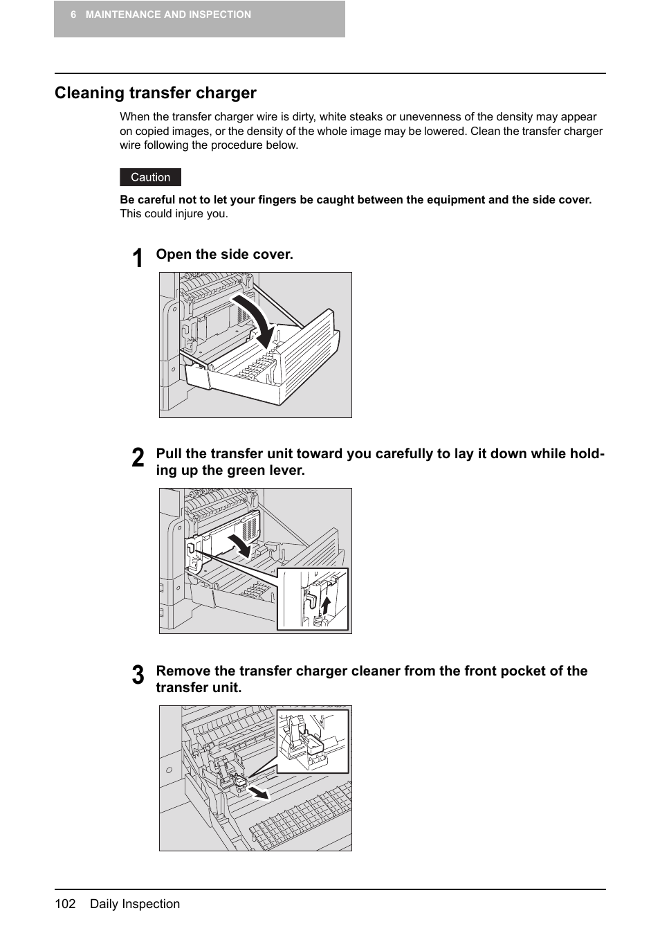 Cleaning transfer charger, P.102 “cleaning transfer charger | Toshiba e-STUDIO203 User Manual | Page 104 / 116