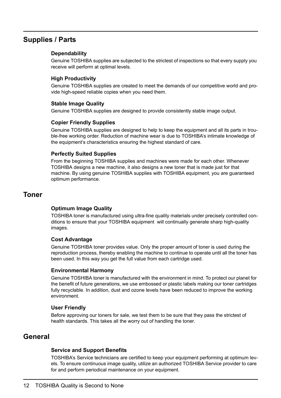 Supplies / parts, Toner, General | Toshiba e-STUDIO203 User Manual | Page 14 / 116