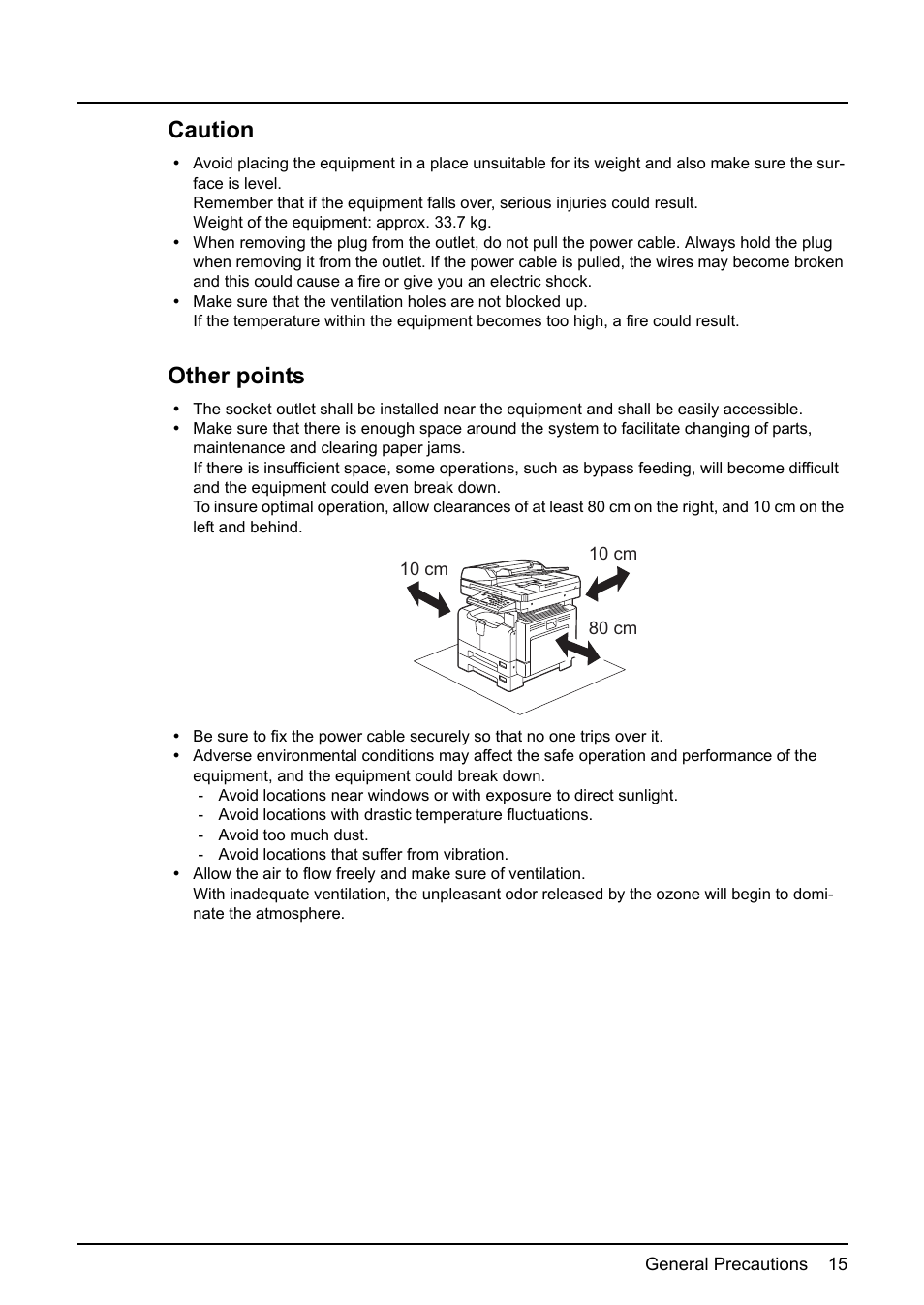 Caution, Other points | Toshiba e-STUDIO203 User Manual | Page 17 / 116