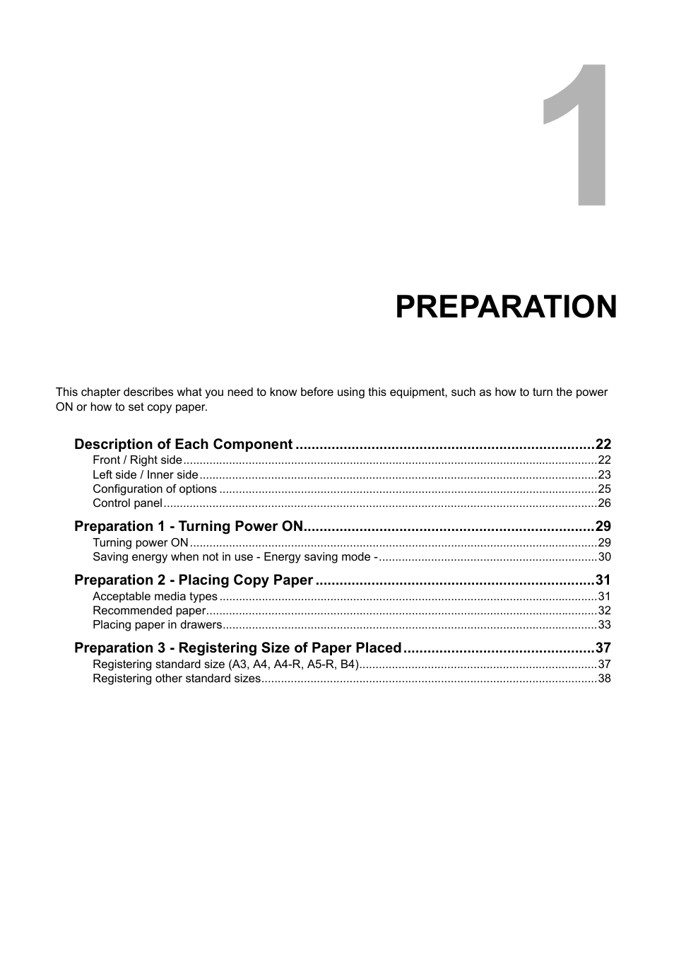 Preparation, Chapter 1 | Toshiba e-STUDIO203 User Manual | Page 23 / 116