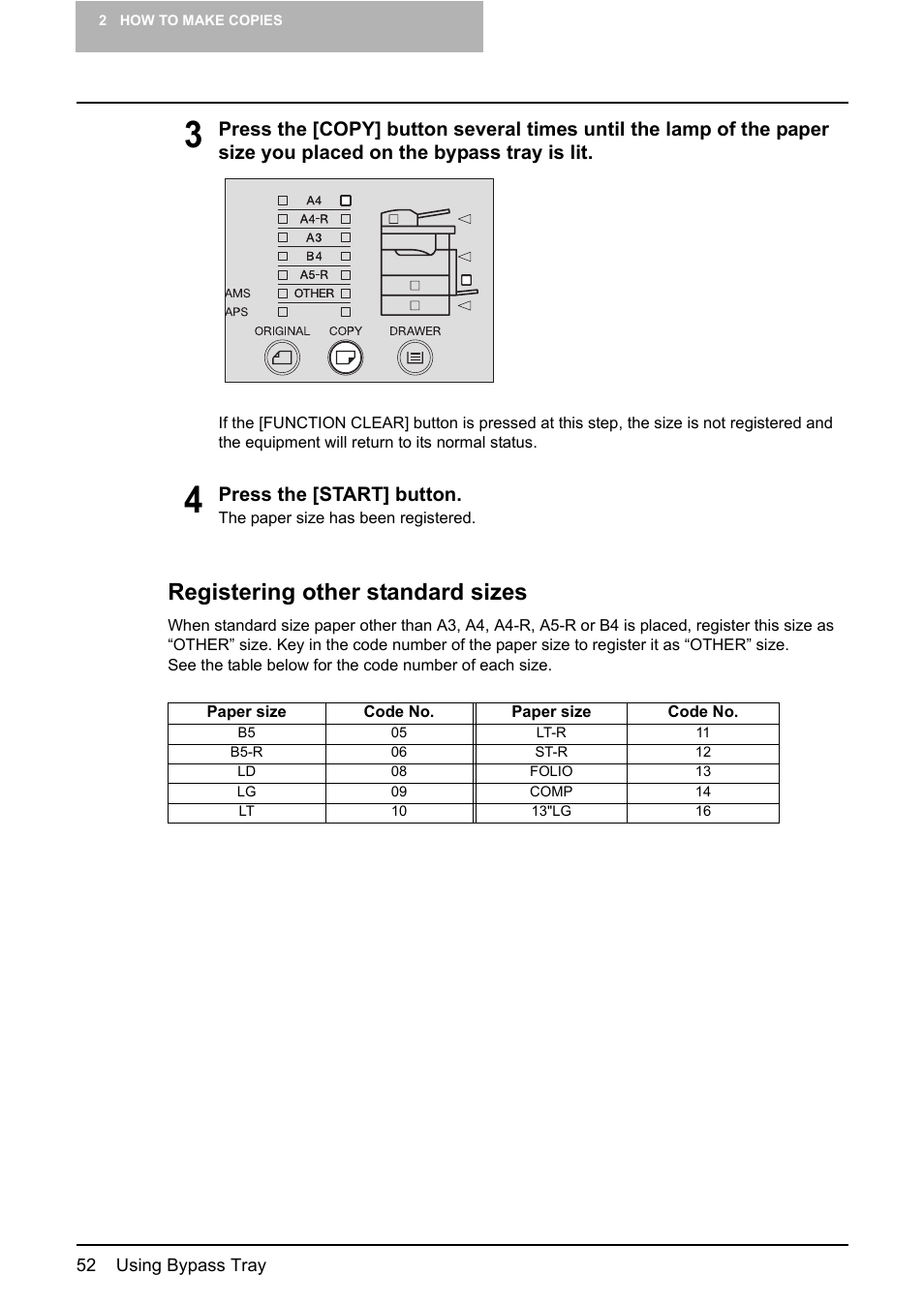 Registering other standard sizes | Toshiba e-STUDIO203 User Manual | Page 54 / 116