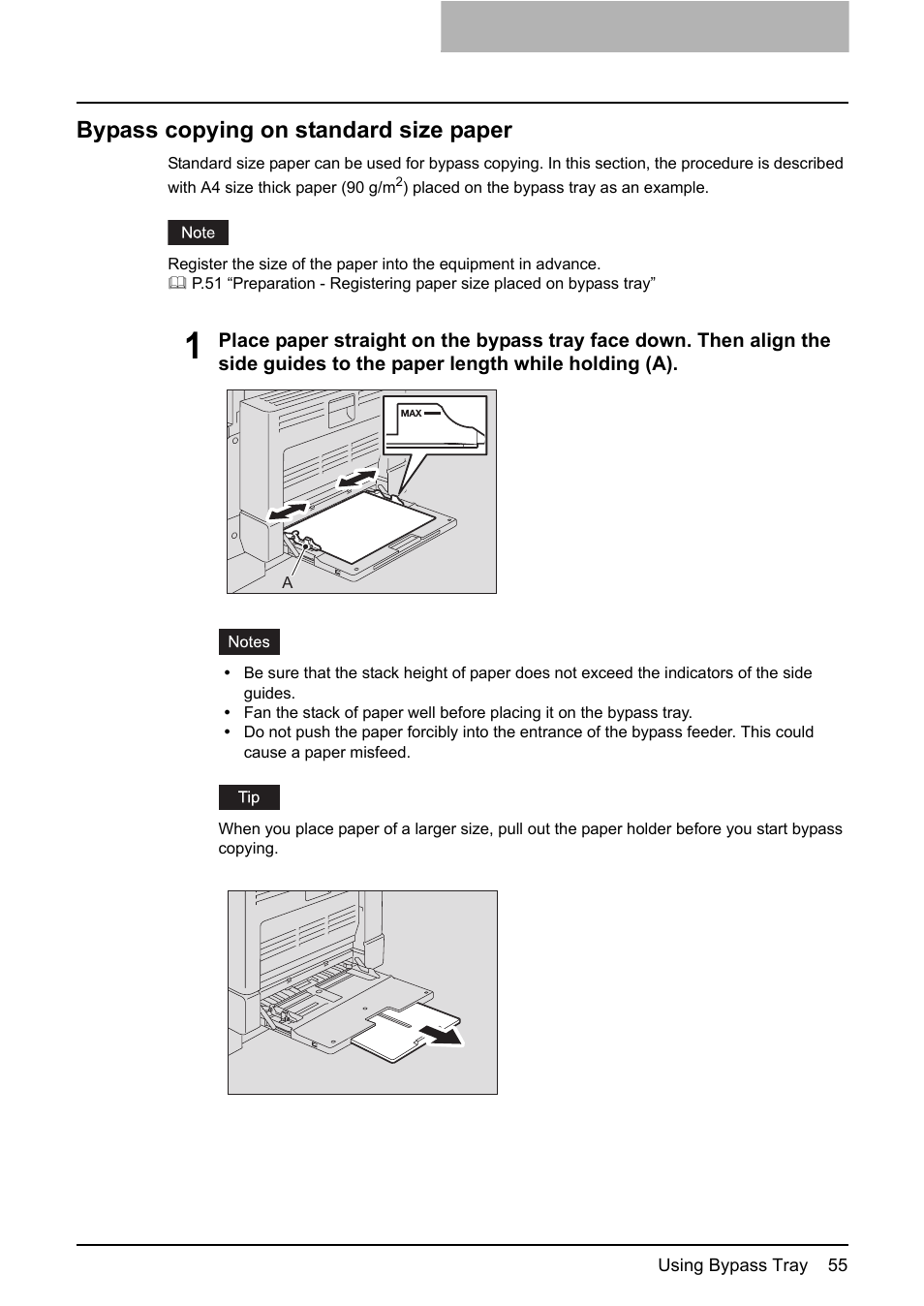 Bypass copying on standard size paper | Toshiba e-STUDIO203 User Manual | Page 57 / 116