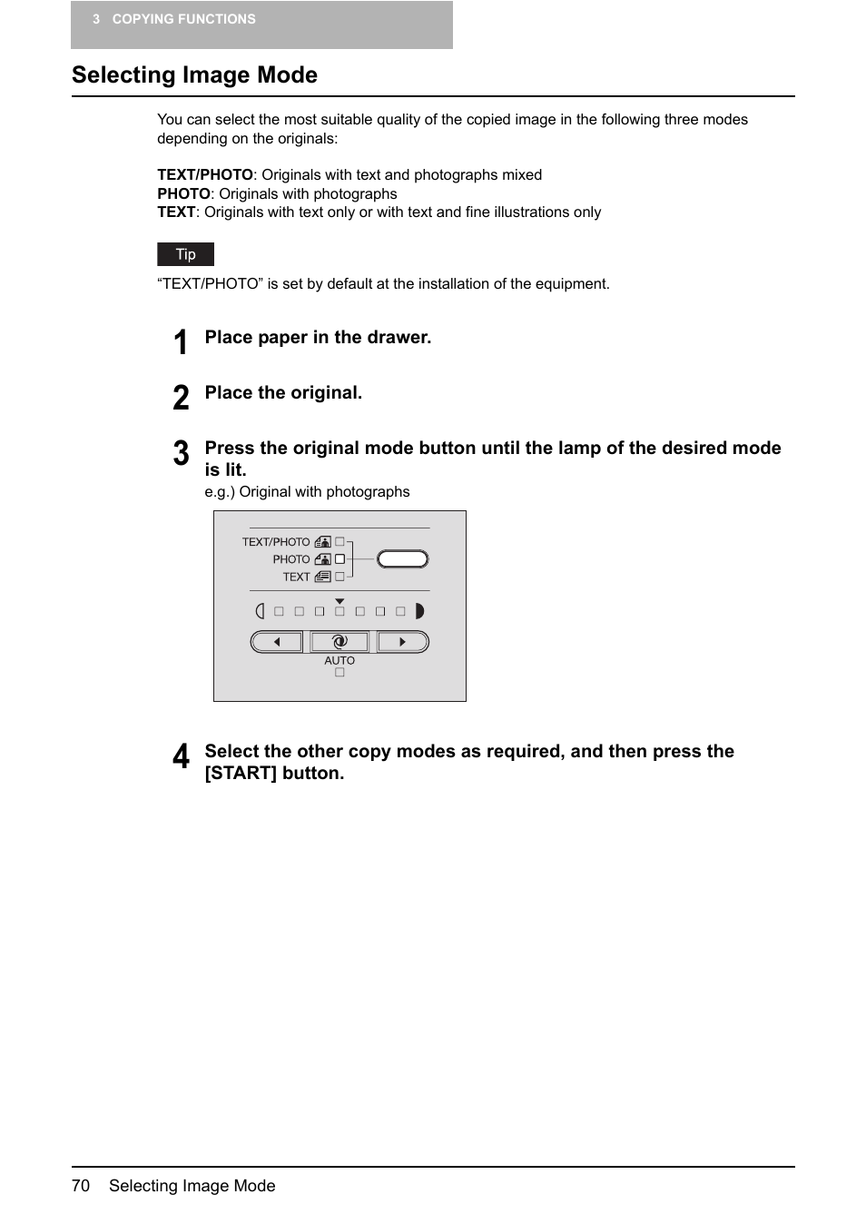 Selecting image mode, P.70 “selecting image mode | Toshiba e-STUDIO203 User Manual | Page 72 / 116