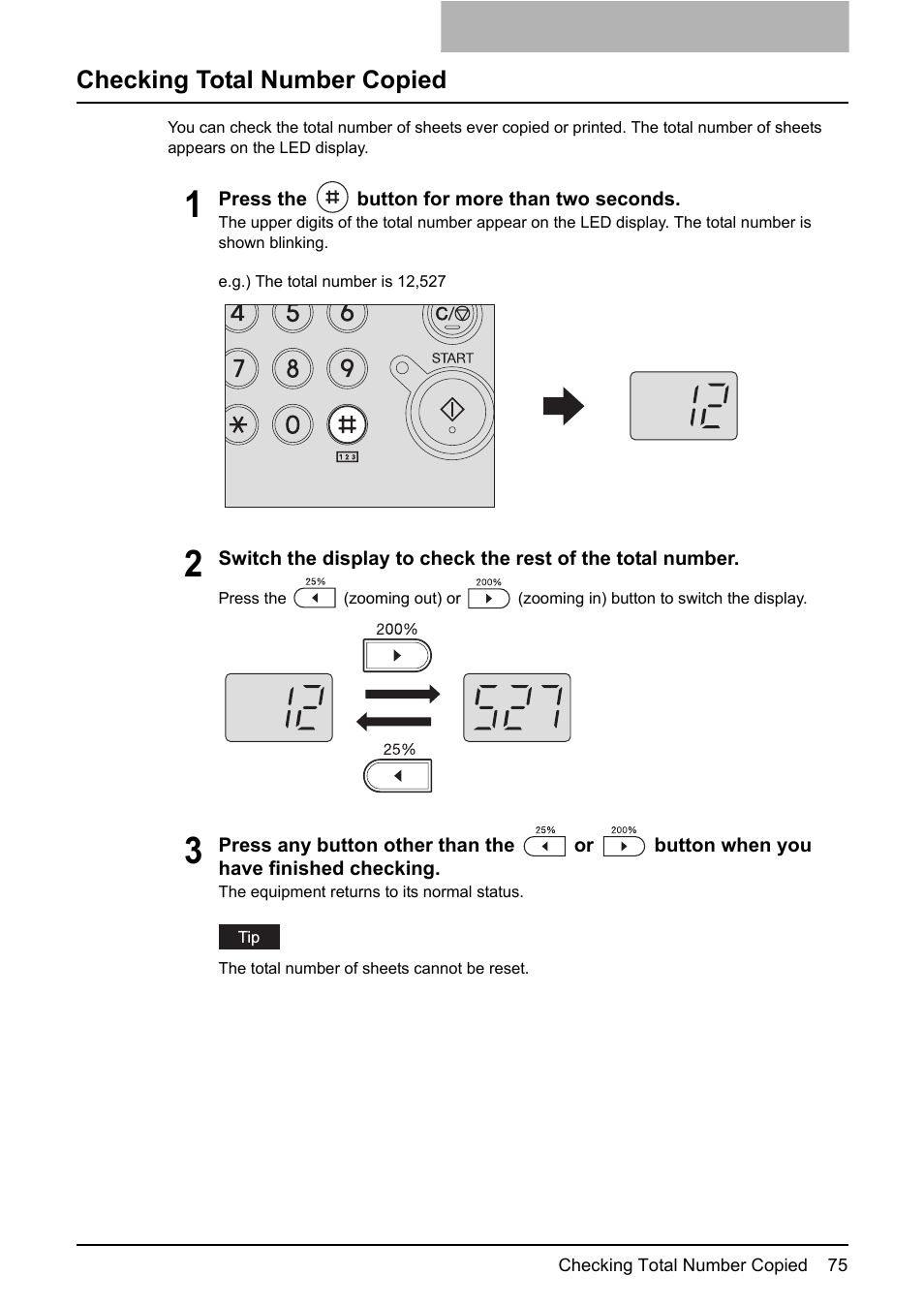 Checking total number copied | Toshiba e-STUDIO203 User Manual | Page 77 / 116