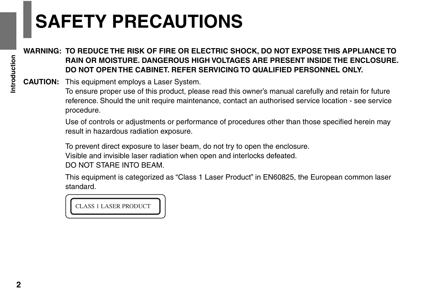 Safety precautions | Toshiba SD-P1900SR User Manual | Page 2 / 76
