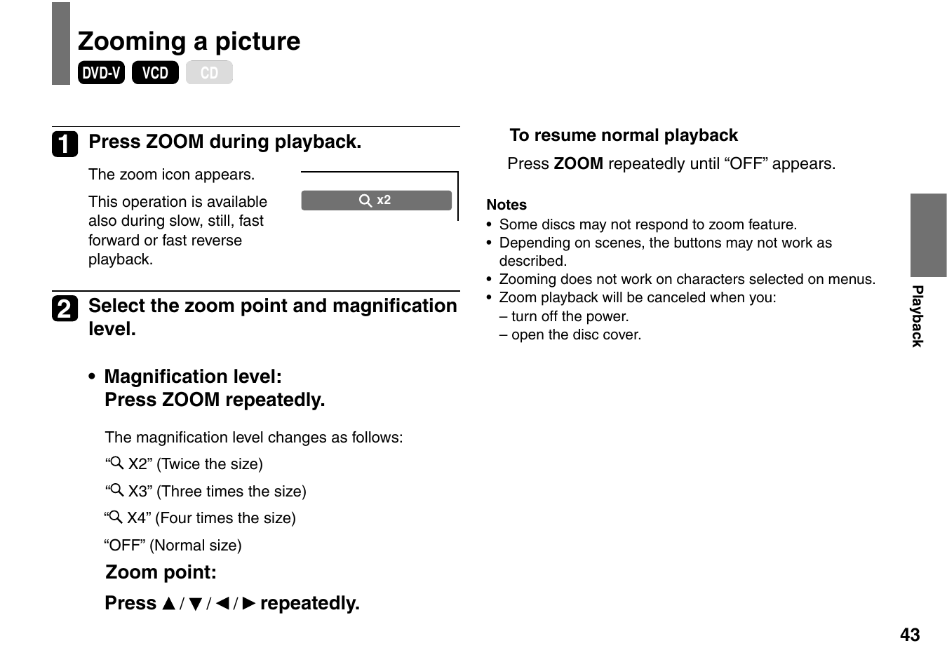 Zooming a picture | Toshiba SD-P1900SR User Manual | Page 43 / 76