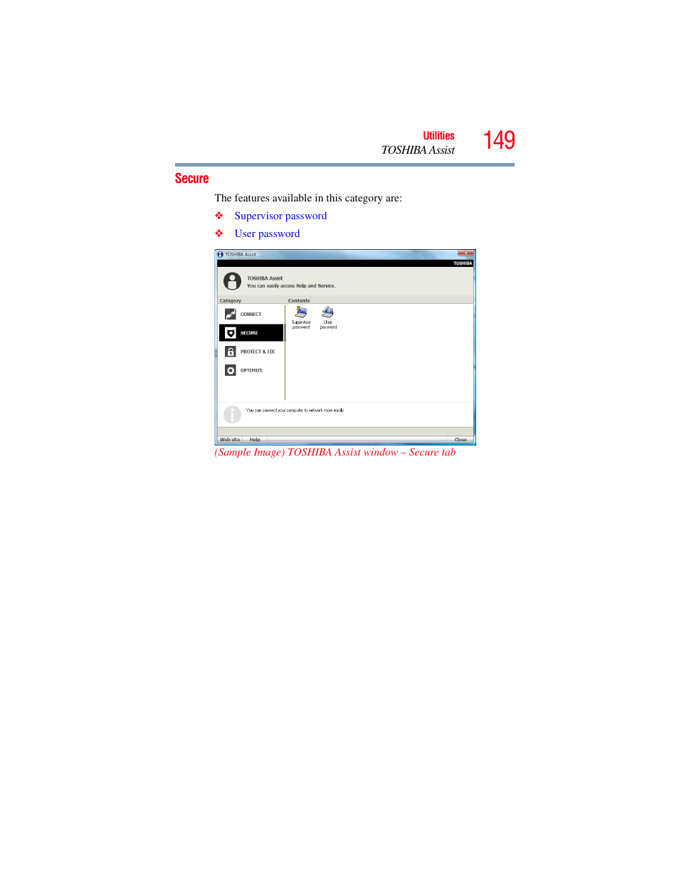 Secure | Toshiba SATELLITE A500 User Manual | Page 149 / 248