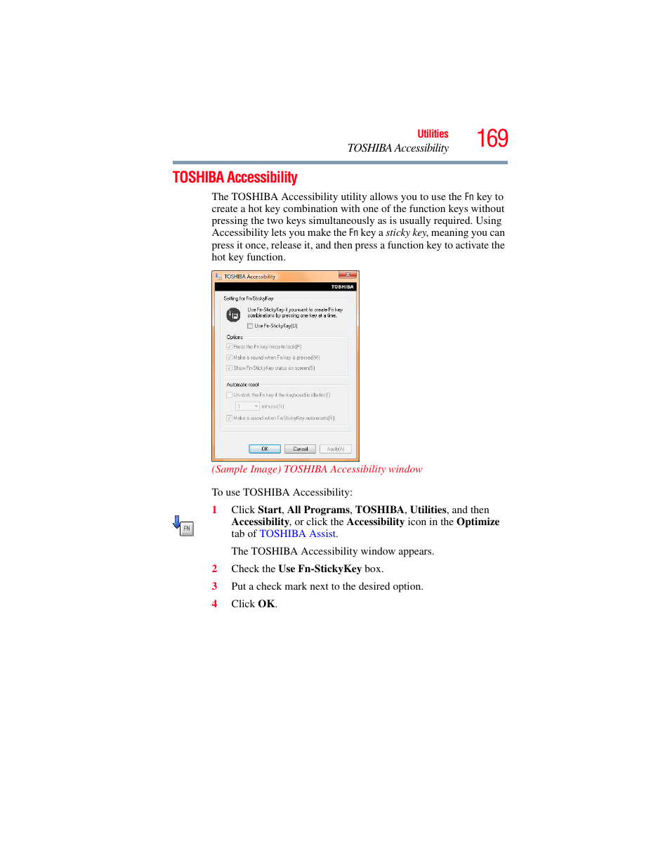 Toshiba accessibility | Toshiba SATELLITE A500 User Manual | Page 169 / 248