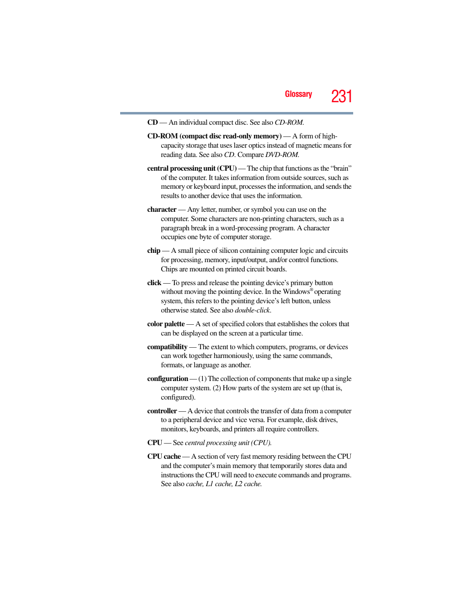 Toshiba SATELLITE A500 User Manual | Page 231 / 248