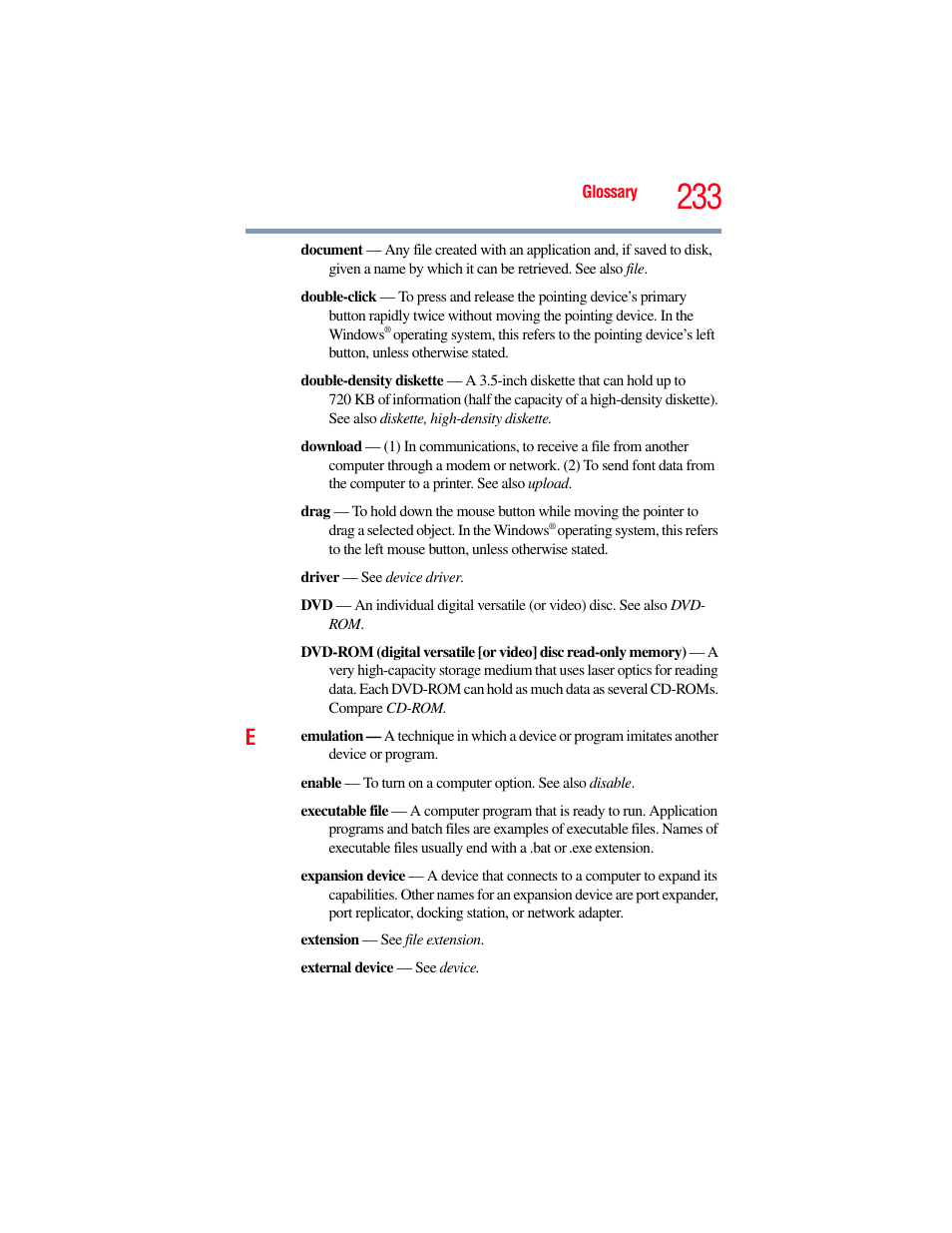 Toshiba SATELLITE A500 User Manual | Page 233 / 248