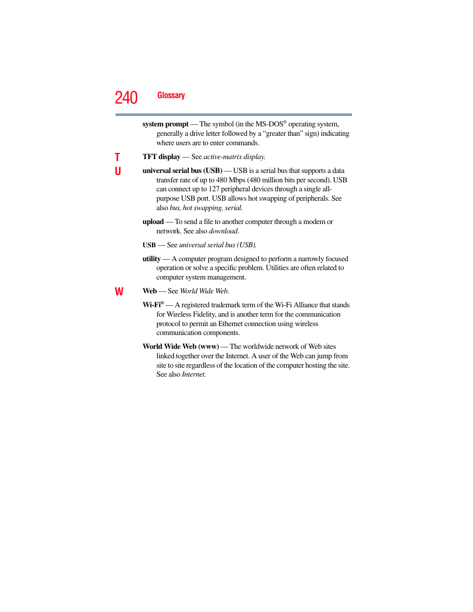 Toshiba SATELLITE A500 User Manual | Page 240 / 248