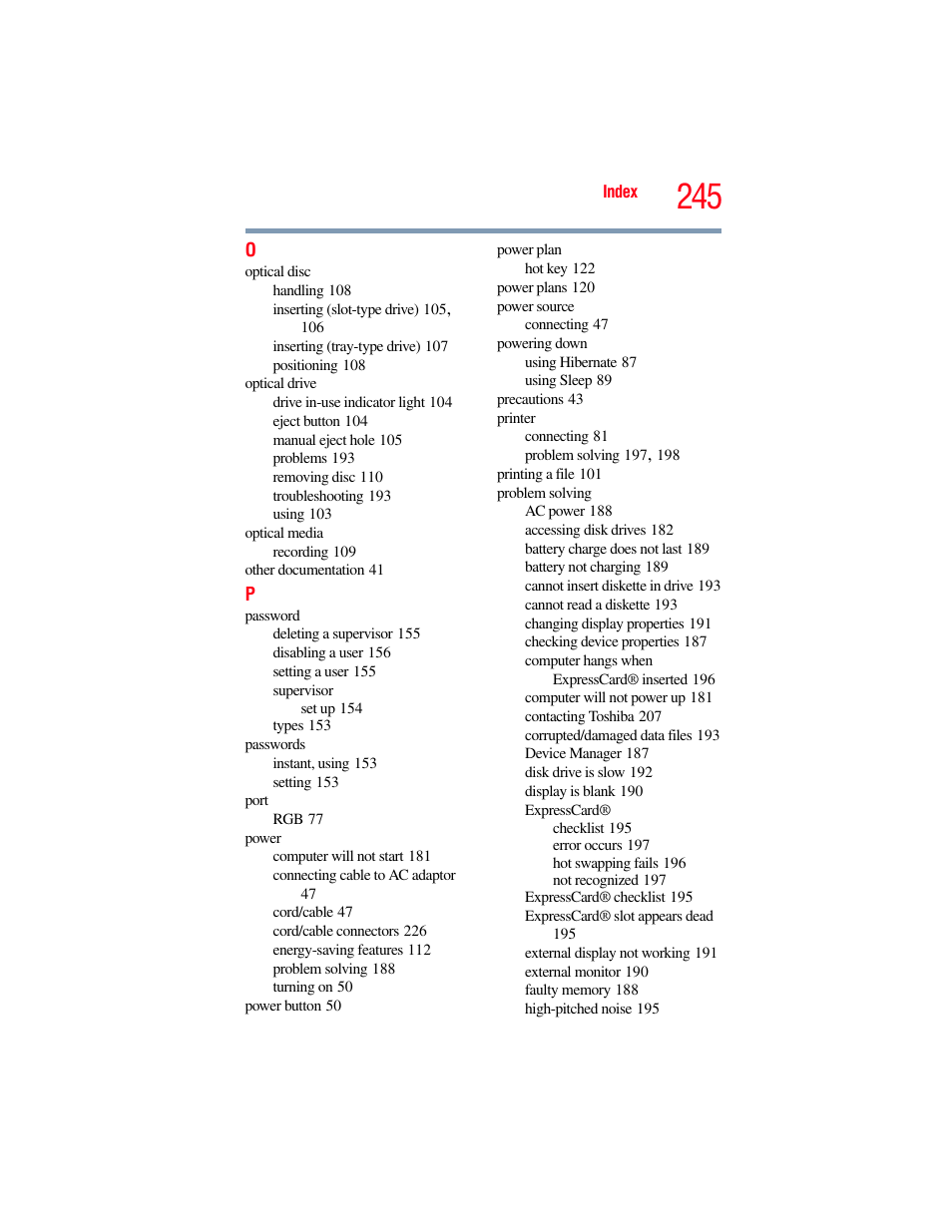 Toshiba SATELLITE A500 User Manual | Page 245 / 248