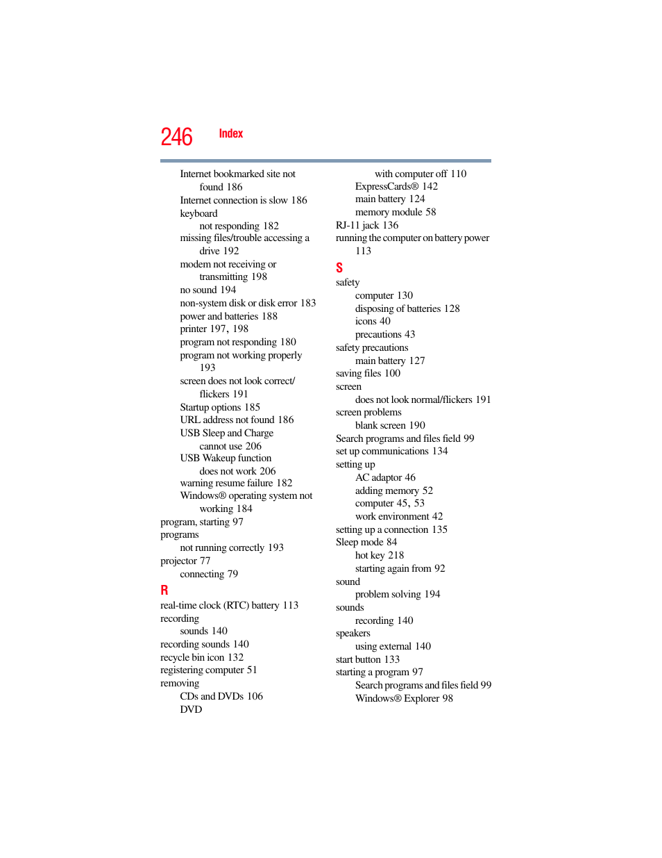 Toshiba SATELLITE A500 User Manual | Page 246 / 248