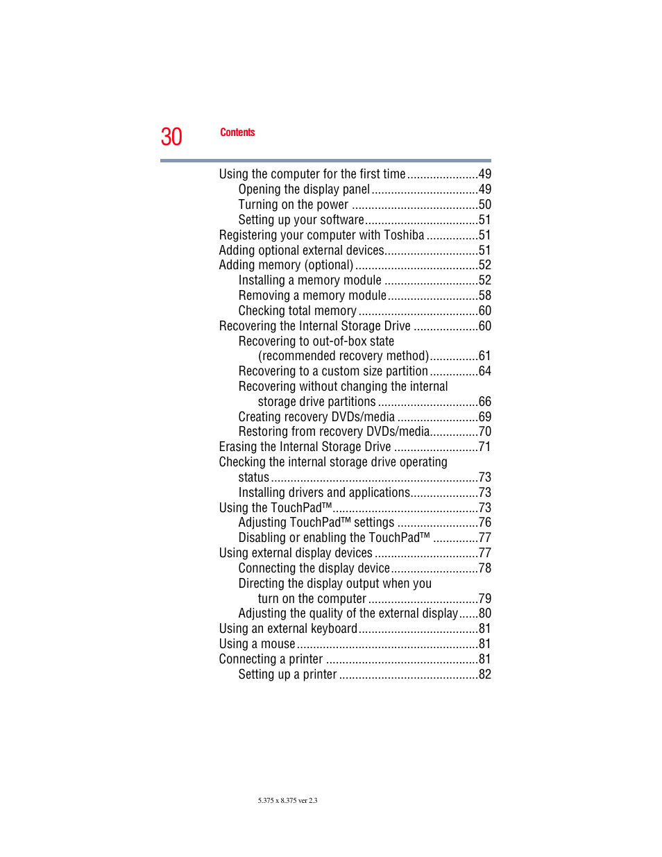Toshiba SATELLITE A500 User Manual | Page 30 / 248
