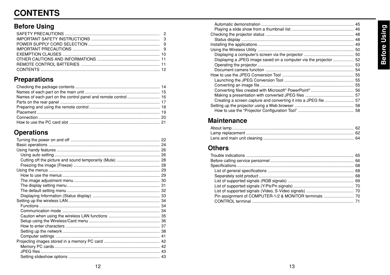 Toshiba TLPLW3 User Manual | Page 7 / 37