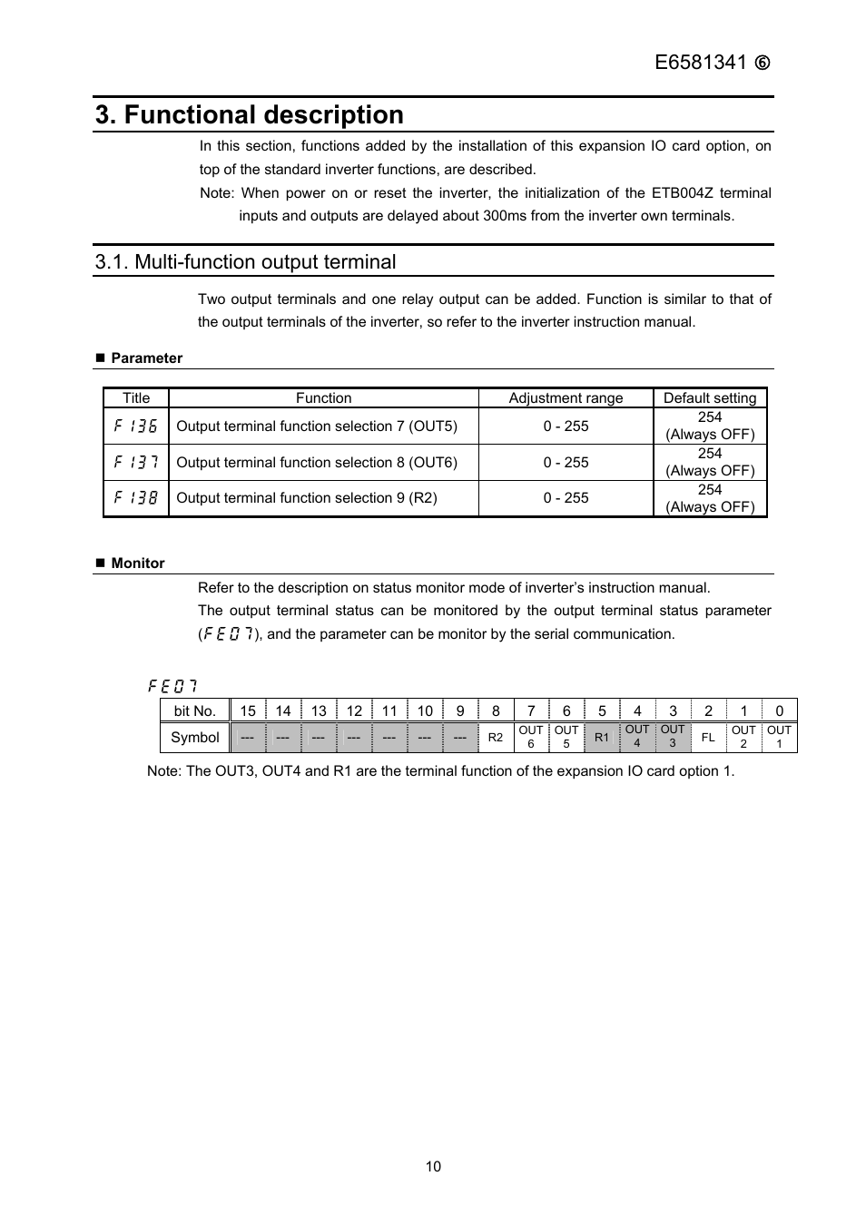 Functional description, Multi-function output terminal | Toshiba ETB004Z User Manual | Page 11 / 18