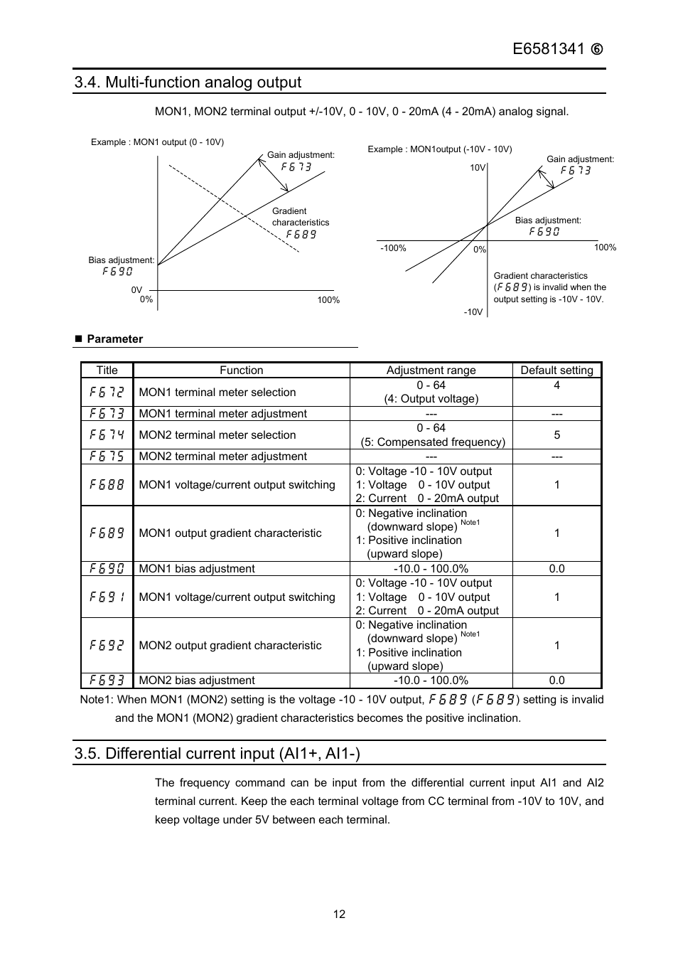 Multi-function analog output, Differential current input (ai1+, ai1-) | Toshiba ETB004Z User Manual | Page 13 / 18